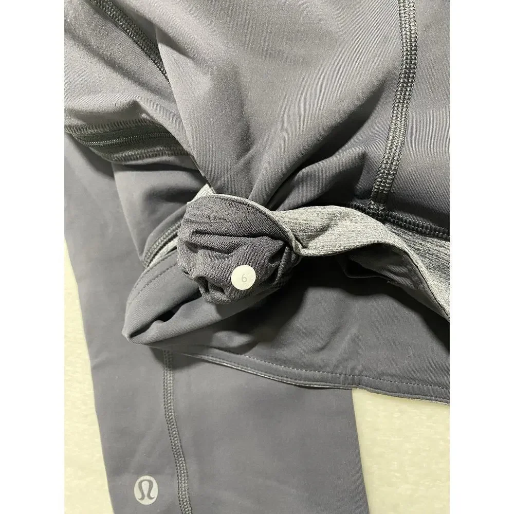 Lululemon Gray Running Capri Leggings Size 6 | Zip Pockets & Reflective Trim